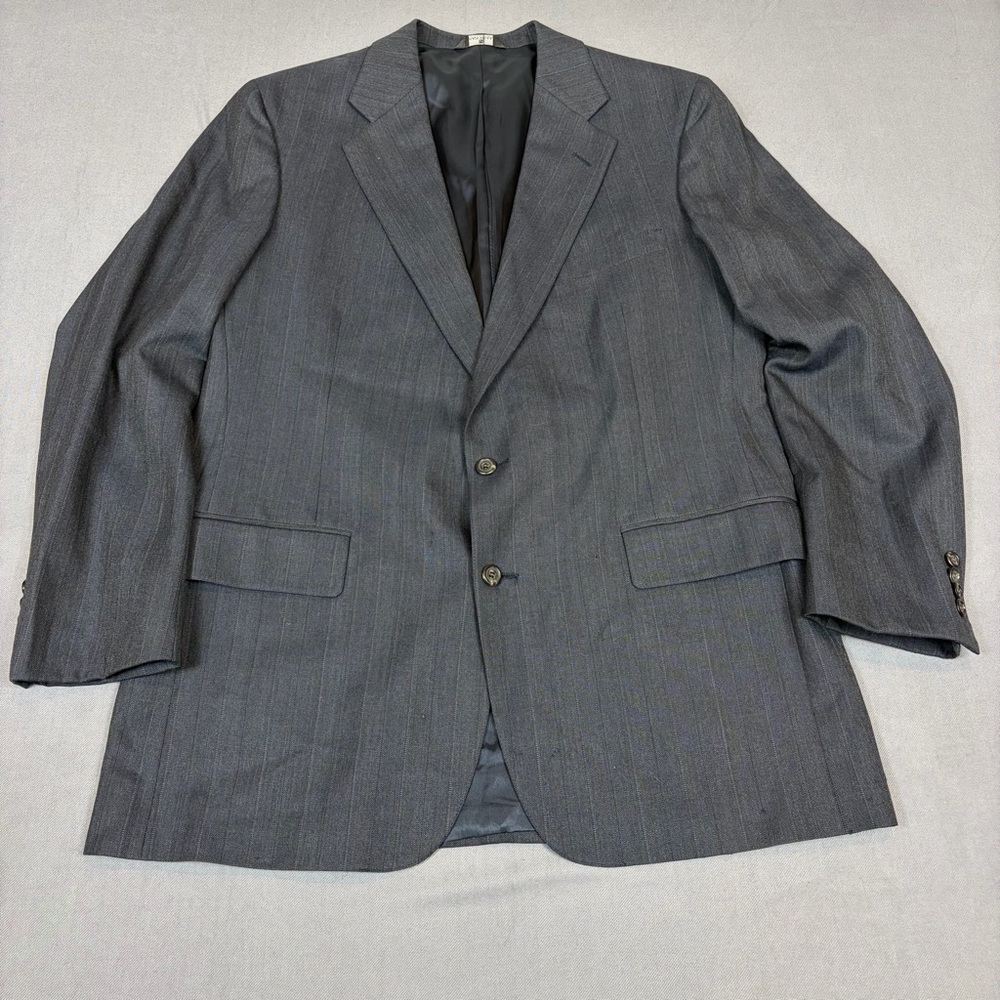 Vintage Polo University Club Ralph Lauren Charcoal Banker Stripe Wool Blazer42R